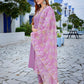 Rajwada Lavender Viscose Solid Stiched Kurta Set For Women