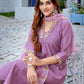 Rajwada Lavender Viscose Solid Stiched Kurta Set For Women