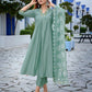 Rajwada Light Green Viscose Solid Stiched Kurta Set For Women