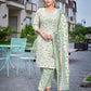 Rajwada Light Green Cotton Blend Printed Stiched Kurta Set For Women