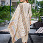 Rajwada Beige Cotton Blend Printed Stiched Kurta Set For Women