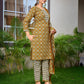 Rajwada Mustard Cotton Blend Printed Stiched Kurta Set For Women