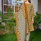 Rajwada Mustard Cotton Blend Printed Stiched Kurta Set For Women