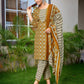 Rajwada Mustard Cotton Blend Printed Stiched Kurta Set For Women