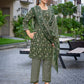 Rajwada Bottle Green Cotton Blend Printed Stiched Kurta Set For Women