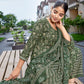Rajwada Bottle Green Cotton Blend Printed Stiched Kurta Set For Women