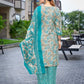 Rajwada Sea Green Cotton Blend Printed Stiched Kurta Set For Women