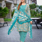 Rajwada Sea Green Cotton Blend Printed Stiched Kurta Set For Women
