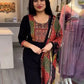 Rajwada Black Viscose Printed Stiched Kurta Set For Women