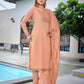 Rajwada Peach Cotton Blend Solid Stiched Kurta Set For Women