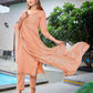 Rajwada Peach Cotton Blend Solid Stiched Kurta Set For Women