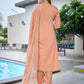 Rajwada Peach Cotton Blend Solid Stiched Kurta Set For Women