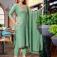 Rajwada Pista Green Cotton Blend Solid Stiched Kurta Set For Women