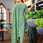 Rajwada Pista Green Cotton Blend Solid Stiched Kurta Set For Women