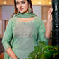 Rajwada Pista Green Cotton Blend Solid Stiched Kurta Set For Women