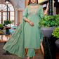 Rajwada Pista Green Cotton Blend Solid Stiched Kurta Set For Women