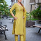 Rajwada Yellow Cotton Blend Solid Stiched Kurta Set For Women