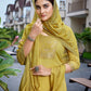 Rajwada Yellow Cotton Blend Solid Stiched Kurta Set For Women
