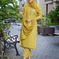Rajwada Yellow Cotton Blend Solid Stiched Kurta Set For Women