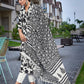 Rajwada Black & White Viscose Printed Stiched Kurta Set For Women
