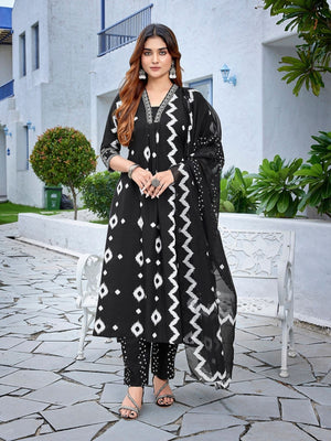 Rajwada Black Viscose Embroidered Stiched Kurta Set For Women