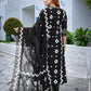 Rajwada Black Viscose Embroidered Stiched Kurta Set For Women