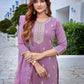 Rajwada Lavender  Silk Blend Embroidered Stiched Kurta Set For Women