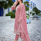 Rajwada Mauve Silk Blend Embroidered Stiched Kurta Set For Women