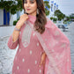 Rajwada Mauve Silk Blend Embroidered Stiched Kurta Set For Women