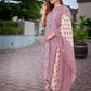 Rajwada Pink Viscose Printed Stiched Kurta Set For Women