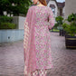 Rajwada Pink Viscose Printed Stiched Kurta Set For Women
