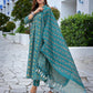 Rajwada Teal Blue Viscose Printed Stiched Kurta Set For Women