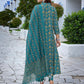 Rajwada Teal Blue Viscose Printed Stiched Kurta Set For Women
