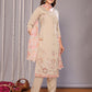Rajwada Beige Silk Blend Embroidered Stiched Kurta Set For Women