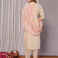 Rajwada Beige Silk Blend Embroidered Stiched Kurta Set For Women