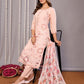 Rajwada Pink Silk Blend Embroidered Stiched Kurta Set For Women