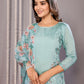 Rajwada Sea Blue Silk Blend Embroidered Stiched Kurta Set For Women