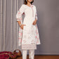 Rajwada White Silk Blend Embroidered Stiched Kurta Set For Women