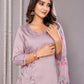 Rajwada Lavender Silk Blend Embroidered Stiched Kurta Set For Women