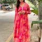 Rajwada Pink Georgette Printed Stiched Kurta With Dupatta For Women