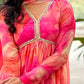 Rajwada Pink Georgette Printed Stiched Kurta With Dupatta For Women