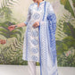 Rajwada White & Blue Viscose Printed Stiched Kurta Set For Women