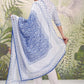 Rajwada White & Blue Viscose Printed Stiched Kurta Set For Women