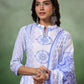 Rajwada White & Blue Viscose Printed Stiched Kurta Set For Women