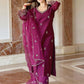Rajwada Wine Silk Blend Embroidered Stiched Kurta Set For Women