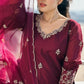 Rajwada Wine Silk Blend Embroidered Stiched Kurta Set For Women