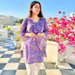 Rajwada Purple Viscose Printed Stiched Kurta Set For Women
