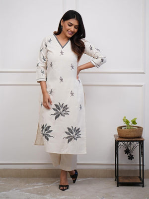 Rajwada White Viscose Embroidered Stiched Kurta Set For Women