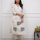 Rajwada White Viscose Embroidered Stiched Kurta Set For Women