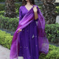 Rajwada Purple Viscose Embroidered Stiched Kurta Set For Women